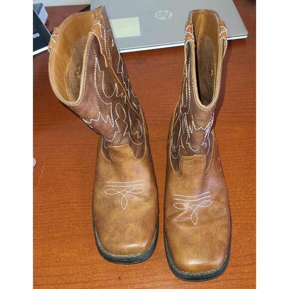 Wonder Nation Unisex Boy Girl Kids Cowboy Western Boots Sz 6 Brown Pull On - Picture 6 of 9